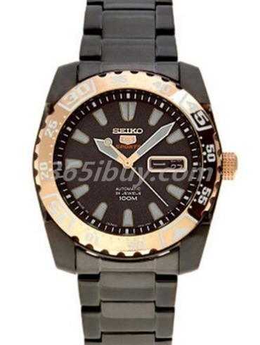 精工男表Seiko 5系列精鋼PVD/黑色表盤(pán)SRP172J1