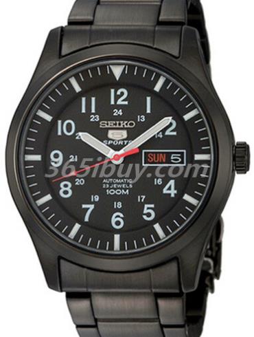 精工男表Seiko 5系列精鋼PVD/黑色表盤(pán)SNZG17J1