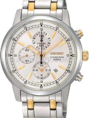 精工男表Chronograph系列精鋼/PVD鍍金/白色表盤(pán)SNDC29J1