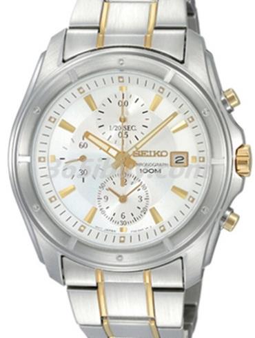 精工男表Chronograph系列精鋼/PVD鍍金/銀色表盤(pán)SNDB71J1