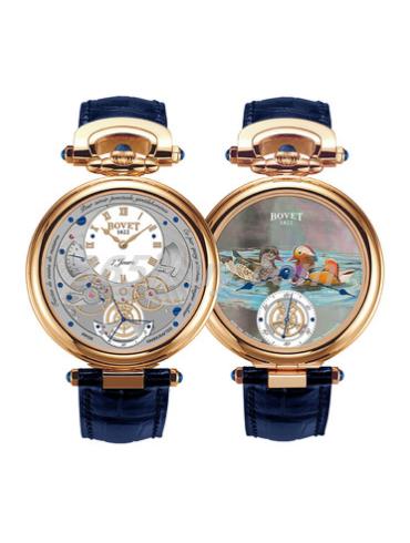 播威男表Fleurier Complications系列鱷魚(yú)皮/背面微繪鴛鴦，正面白色瓷漆配羅馬數字表盤(pán)AI43507