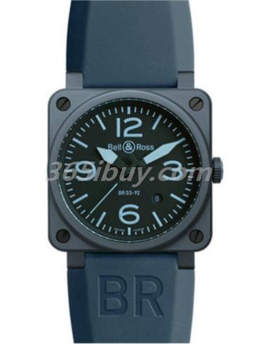 柏萊士男表AVIATION系列橡膠/黑色表盤(pán)BR0392-CE-BLU_SRU