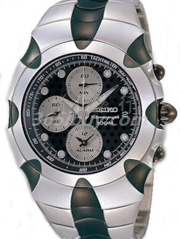 精工男表Chronograph系列不銹鋼及離子電鍍/黑色表盤(pán)SNA763J1