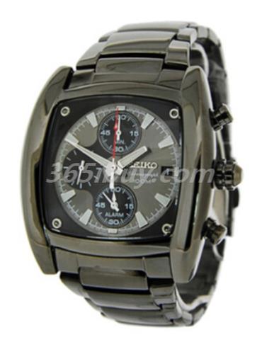 精工男表Chronograph系列黑色離子電鍍/黑色表盤(pán)SNAB01J1