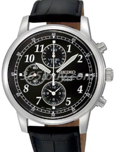 精工男表Chronograph系列真皮/黑色表盤(pán)SNDC33J1