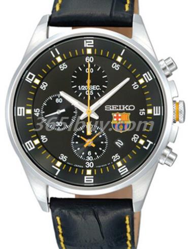 精工男表Chronograph系列真皮/黑色表盤(pán)SNDD25J1