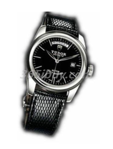 帝舵男表駿玨系列鱷魚(yú)皮/黑色表盤(pán)56010n-Shiny_black_leather_strap